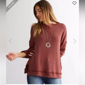 BKE Red Waffle Knit Top (Large) With Tags, Never Worn
